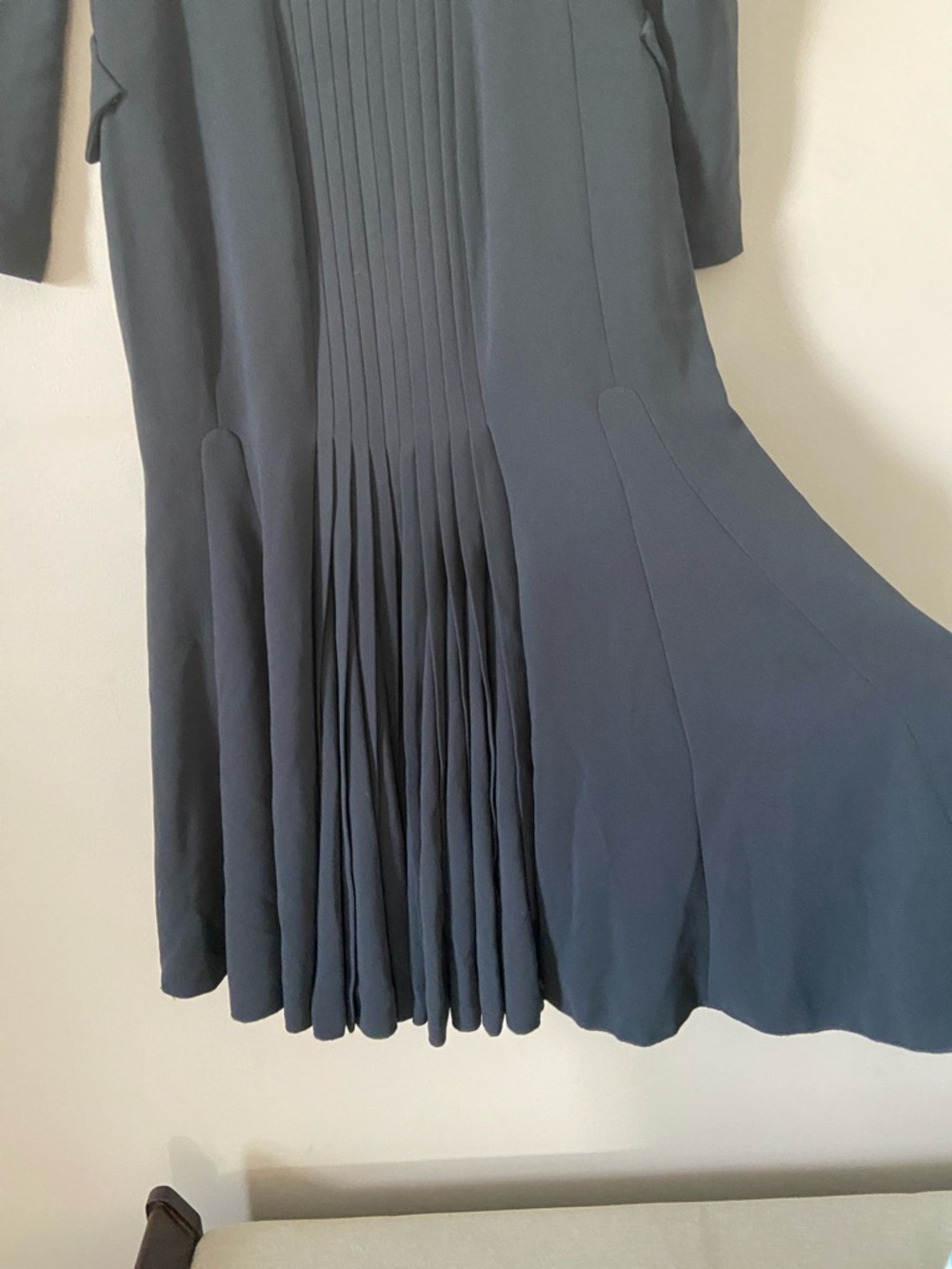 Byron Lars Tailored Midi Dress Architectural Collar Pleated Back Size 2 -XS Gray - Picture 4 of 10